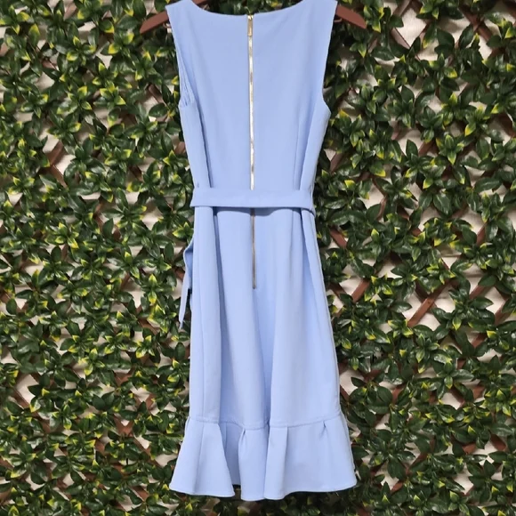 Calvin Klein Light Blue Ruffle Wrap Midi Dress - Picture 6 of 7
